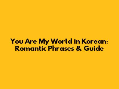 You Are My World in Korean: Romantic Phrases & Guide