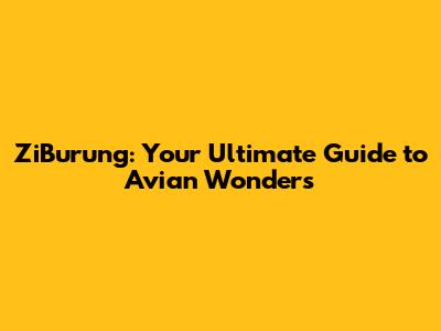 ZiBurung: Your Ultimate Guide to Avian Wonders